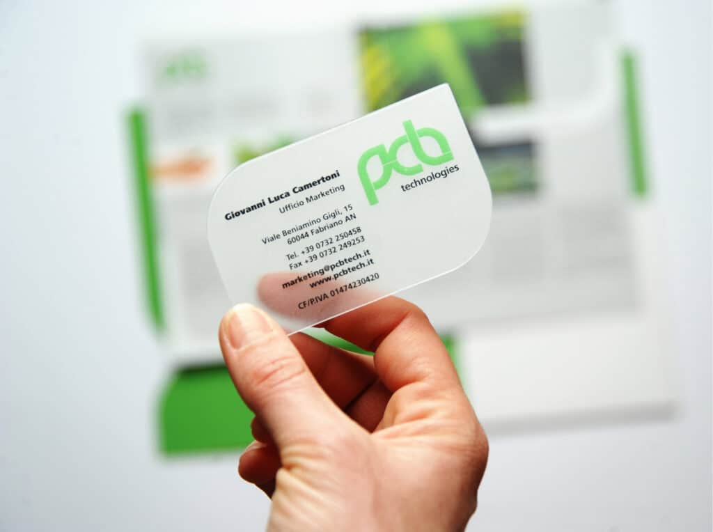 business card in pvc trasparente
